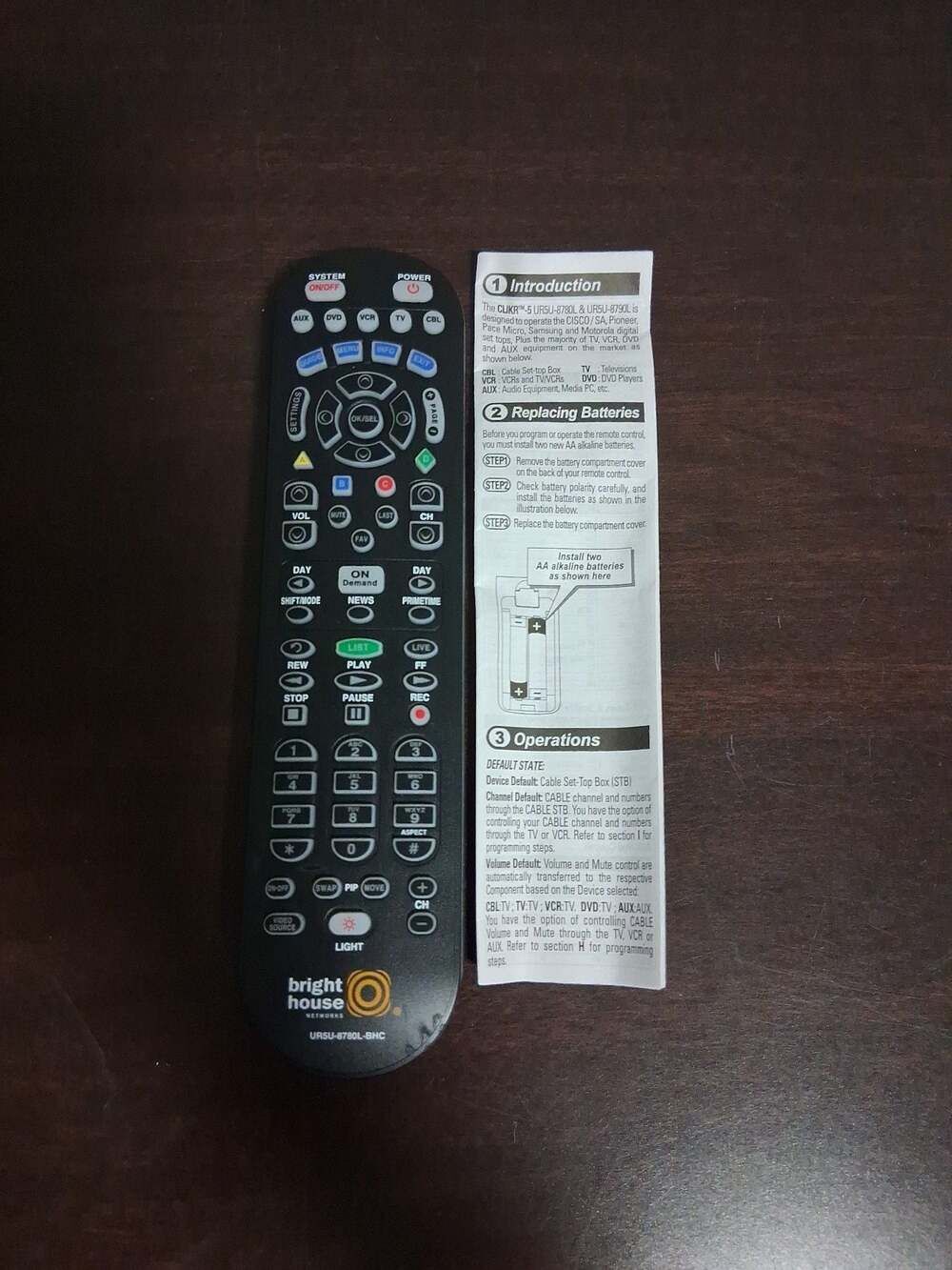 Bright House Networks BHC Universal Remote Control with Manual